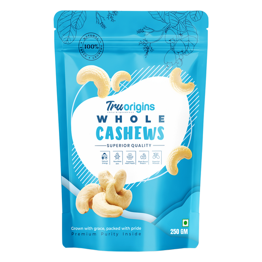 TruOrigins Whole Cashews (Kaju) 500g | 100% Natural & Handpicked Premium Cashew Nuts | Fresh, Creamy & Crunchy | Ethically Sourced | Dust Free | No Preservatives